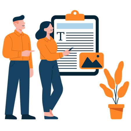 People working as content writer  Illustration