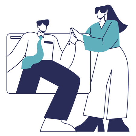 People working as Partnership Network  Illustration