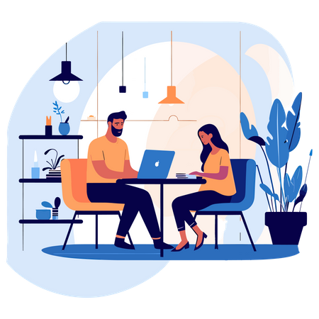 People Working At Office Illustration