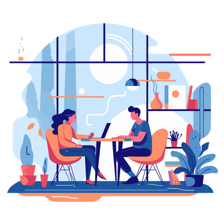 People Working At Office  Illustration