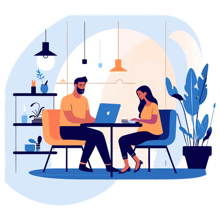 People Working At Office  Illustration