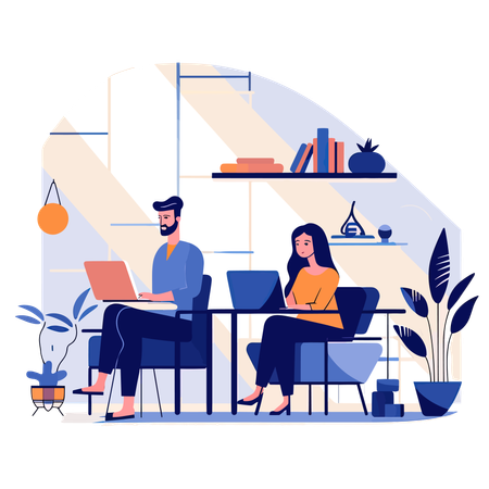 People Working At Office  Illustration