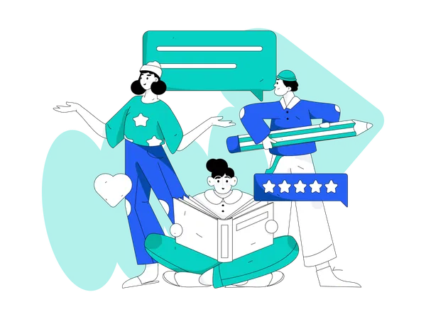 People working for customer comment  Illustration