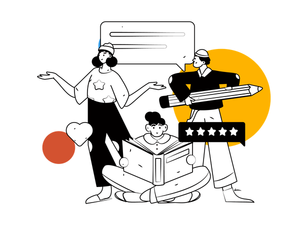 People working for customer comment  Illustration