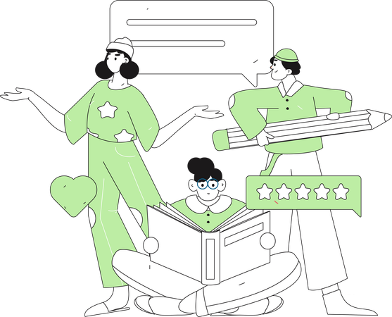 People working for customer comment  Illustration