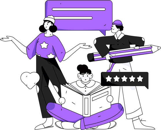 People working for customer comment  Illustration