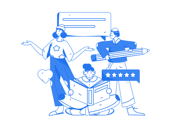 People working for customer comment  Illustration