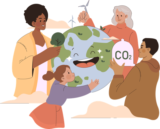 People working for saving environment  Illustration