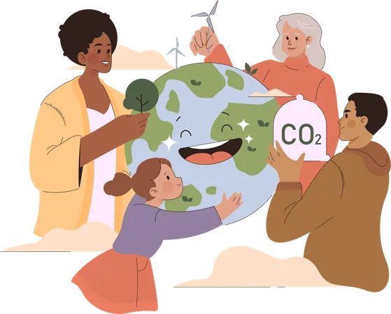 People working for saving environment  Illustration