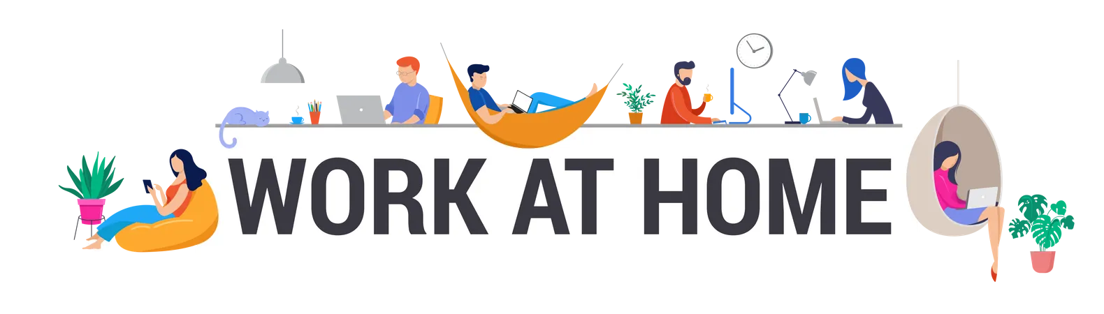 People Working From Home Illustration