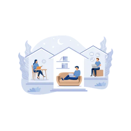 People working from home Illustration