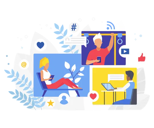 People working from home  Illustration