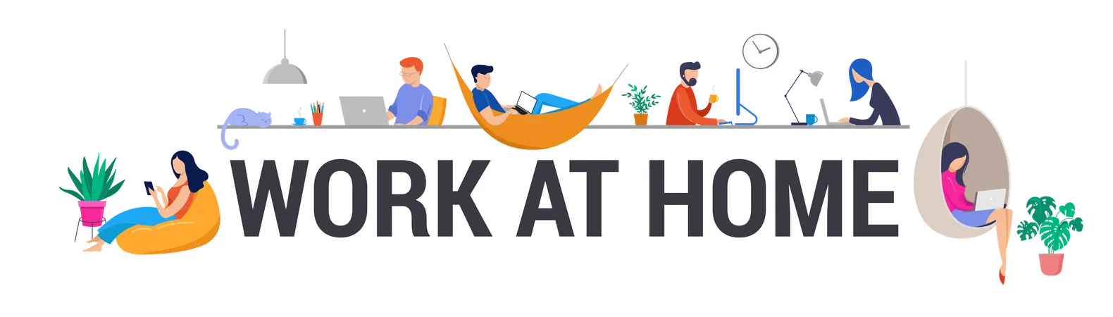 People Working From Home  Illustration