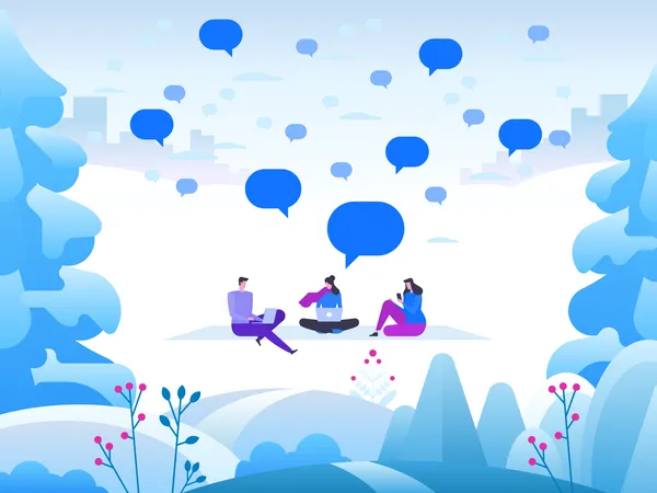 People working from winter forest  Illustration