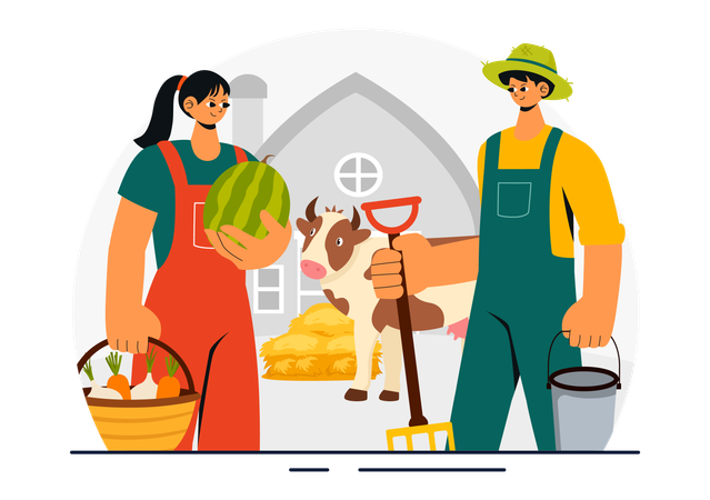 People working in animal husbandry  Illustration