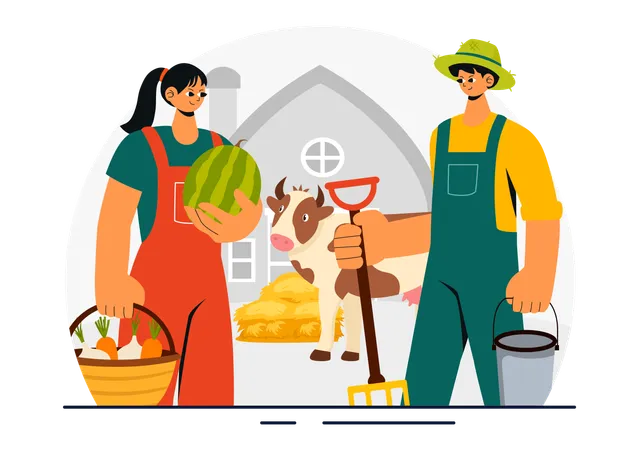 People working in animal husbandry  Illustration