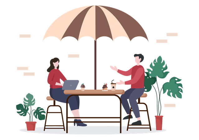 People working in cafe  Illustration