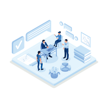 People working in corporate office  Illustration