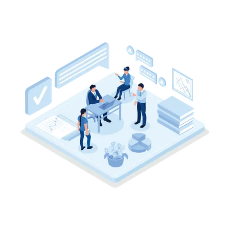 People working in corporate office  Illustration