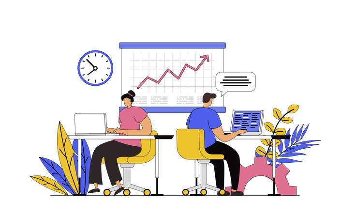 People working in coworking office  Illustration