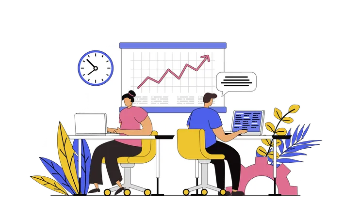 People working in coworking office  Illustration