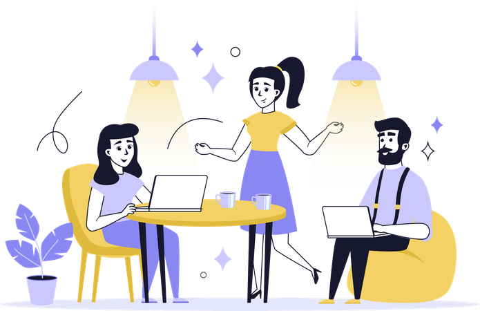 People working in coworking space  Illustration