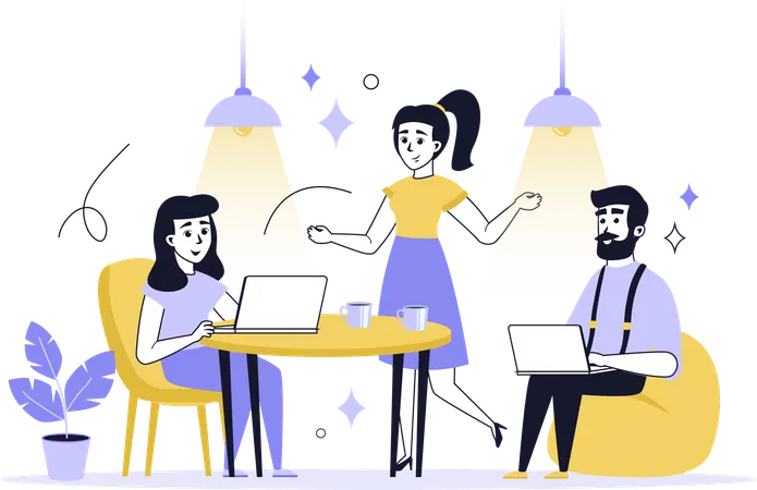 People working in coworking space  Illustration