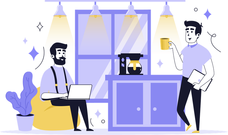 People working in coworking space  Illustration
