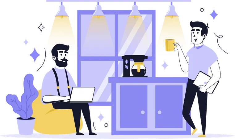 People working in coworking space  Illustration
