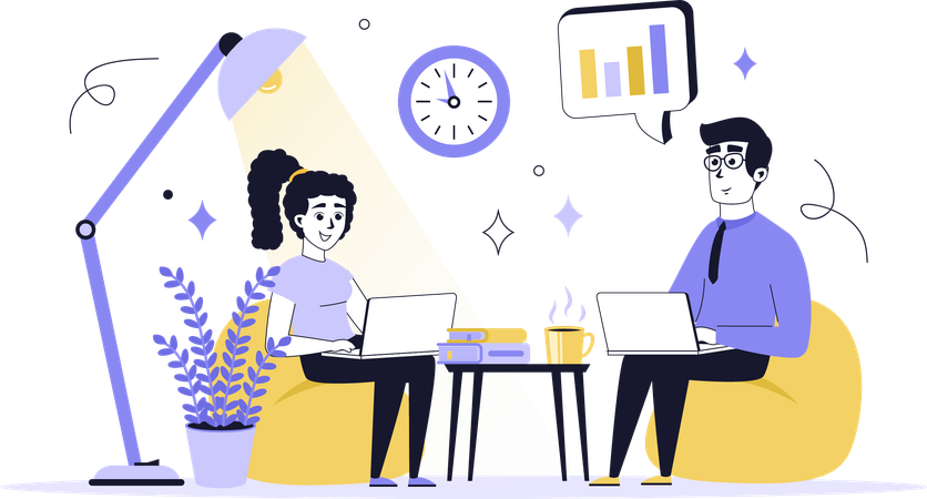 People working in coworking space  Illustration