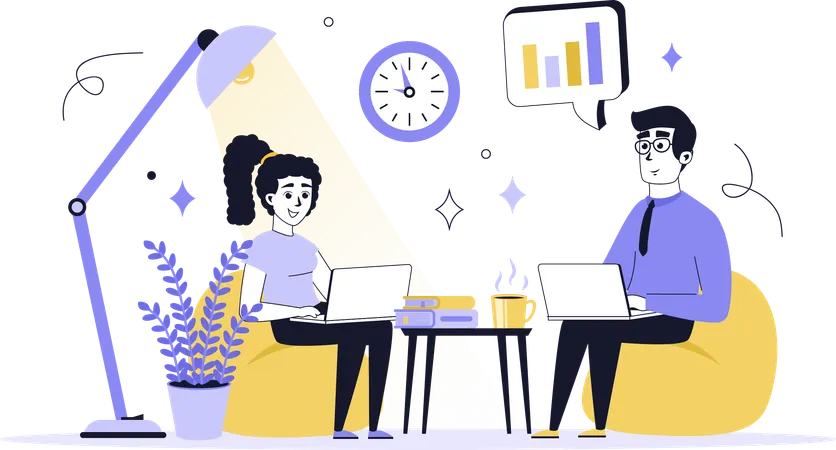 People working in coworking space  Illustration