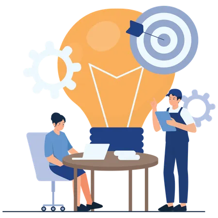 People working in Creative Tech Brainstorming  Illustration