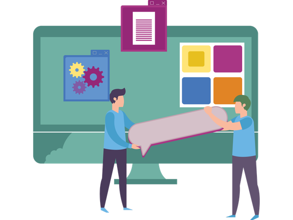 People working in creative workshop  Illustration