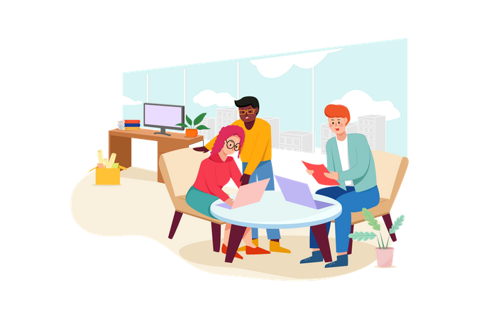 People working in office Illustration