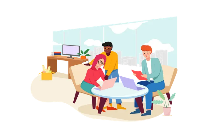 People working in office  Illustration