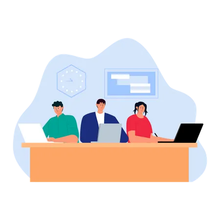 People working in office  Illustration