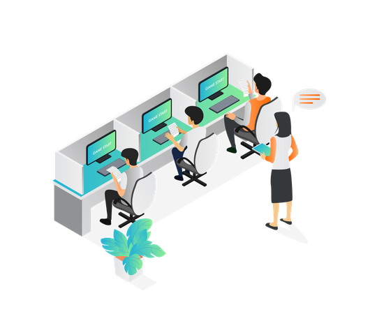 People working in office  Illustration