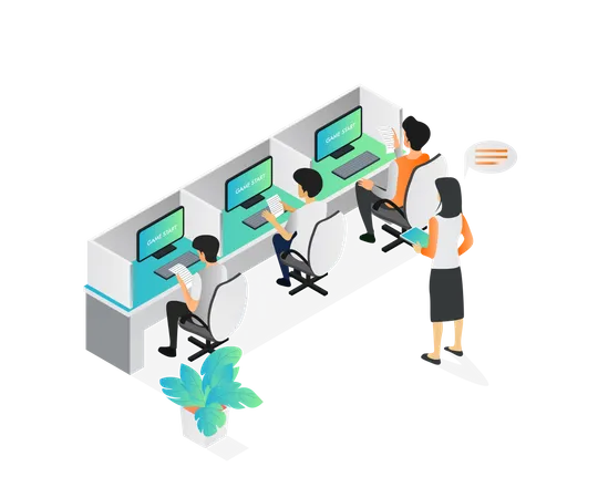 People working in office  Illustration