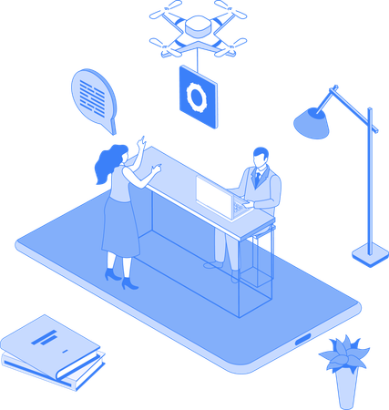 People working in office  Illustration