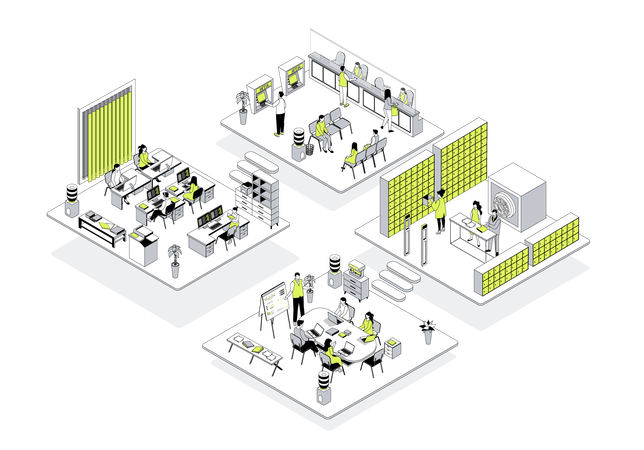 People working in office  Illustration