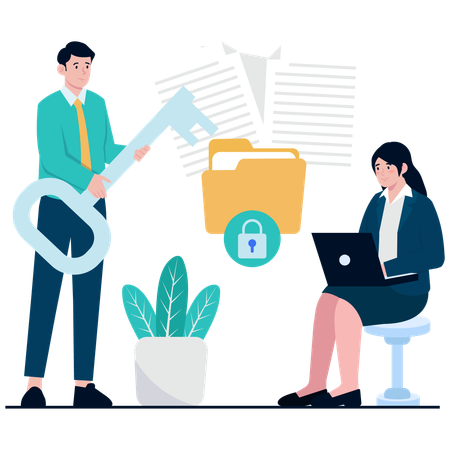 People working in Secure Data Access  Illustration