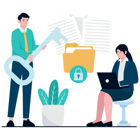 People working in Secure Data Access  Illustration