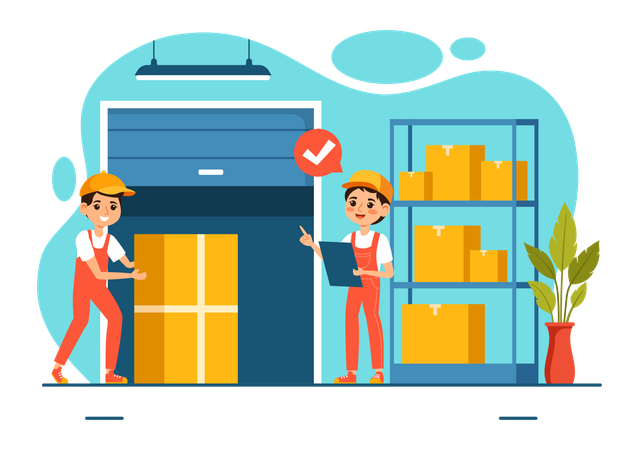 People working in Warehouse  Illustration