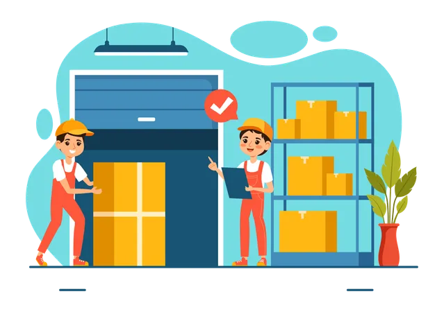 People working in Warehouse  Illustration