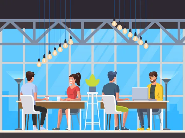 People working inside cafe  Illustration