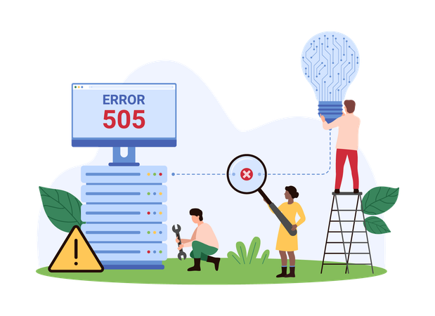 People working on 505 error  Illustration