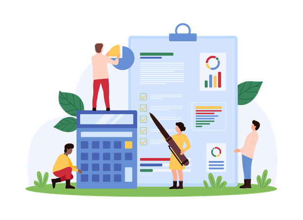 People working on accounting service  Illustration