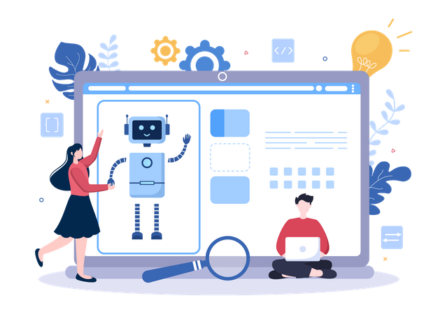 People Working on AI Tech Development  Illustration