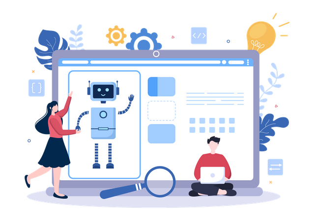 People Working on AI Tech Development  Illustration