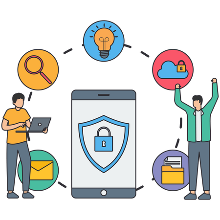 People working on application security  Illustration